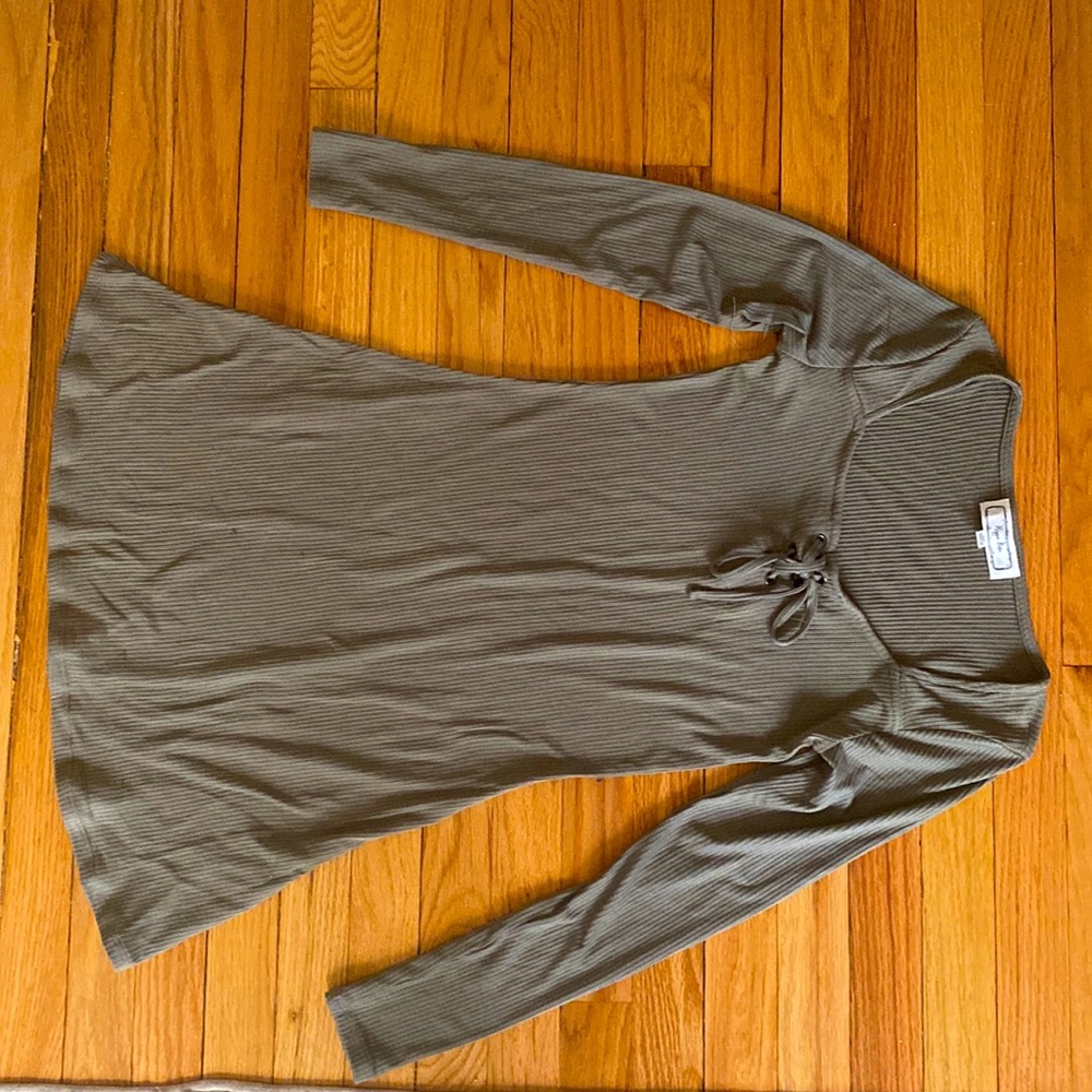 Long sleeve olive green dress